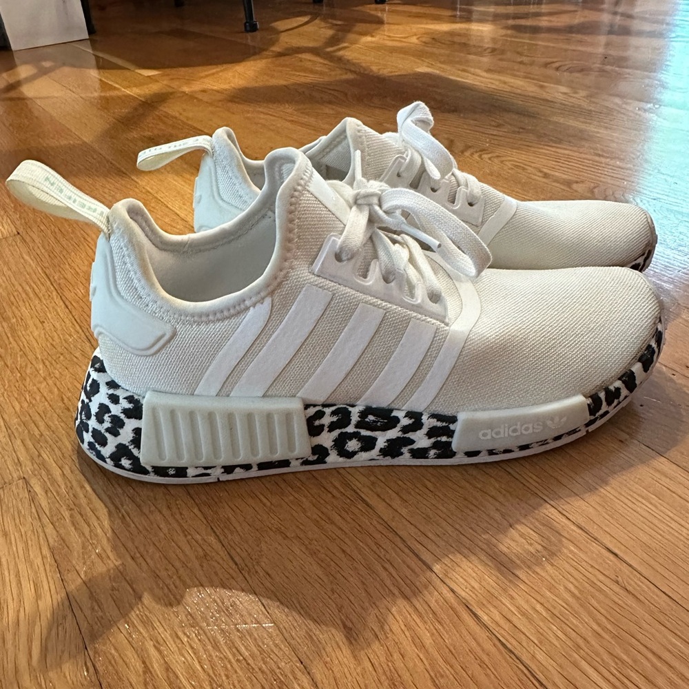 Adidas White Sneakers with Animal Print Sole